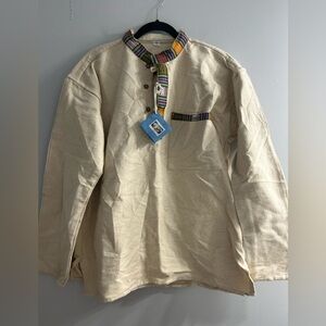 Handmade in Nepal men’s top button up